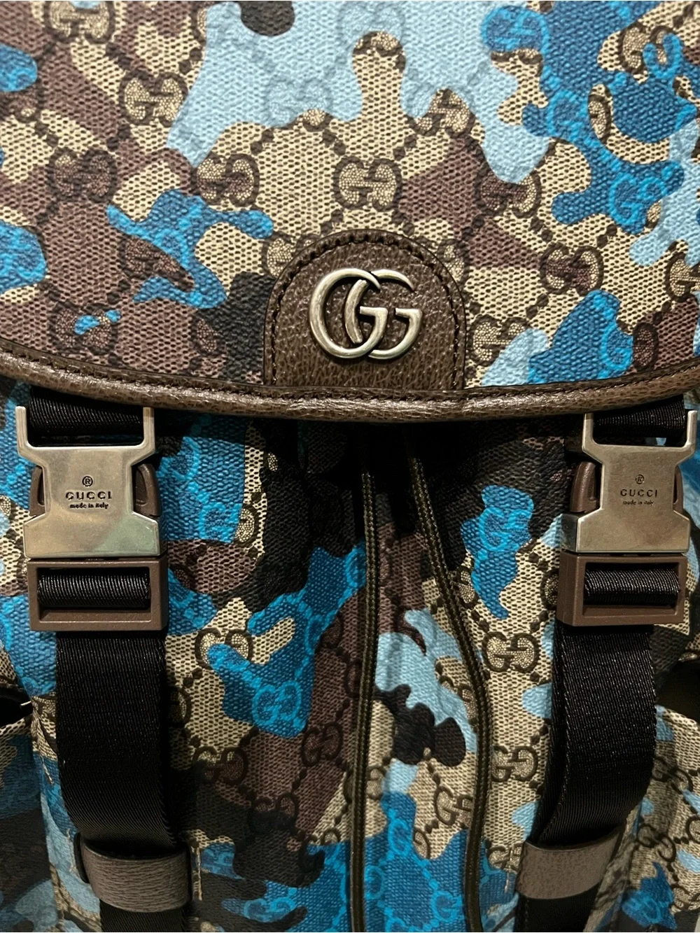 Gucci Blue and Brown Camouflage GG Canvas Backpack